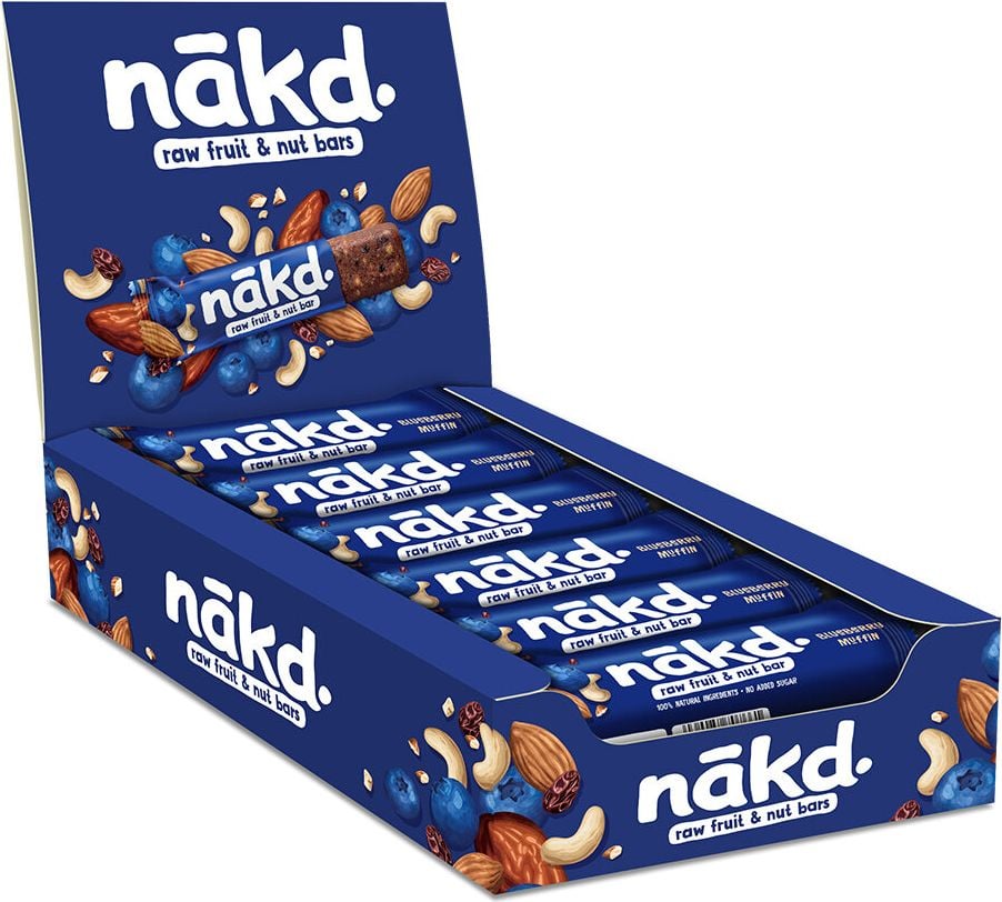 Müsliriegel nakd Blueberry Delight 75512, Raw Bars, einzeln verpackt, Pack 18 Stück je
35g