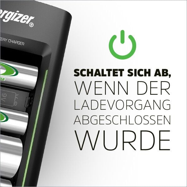 Akkuladegerät Energizer Universal Charger, für Micro-, Mignon-, Baby-, Mono und
E-Block-Akkus, LED-Anzeige, automatische
Timerabschaltung