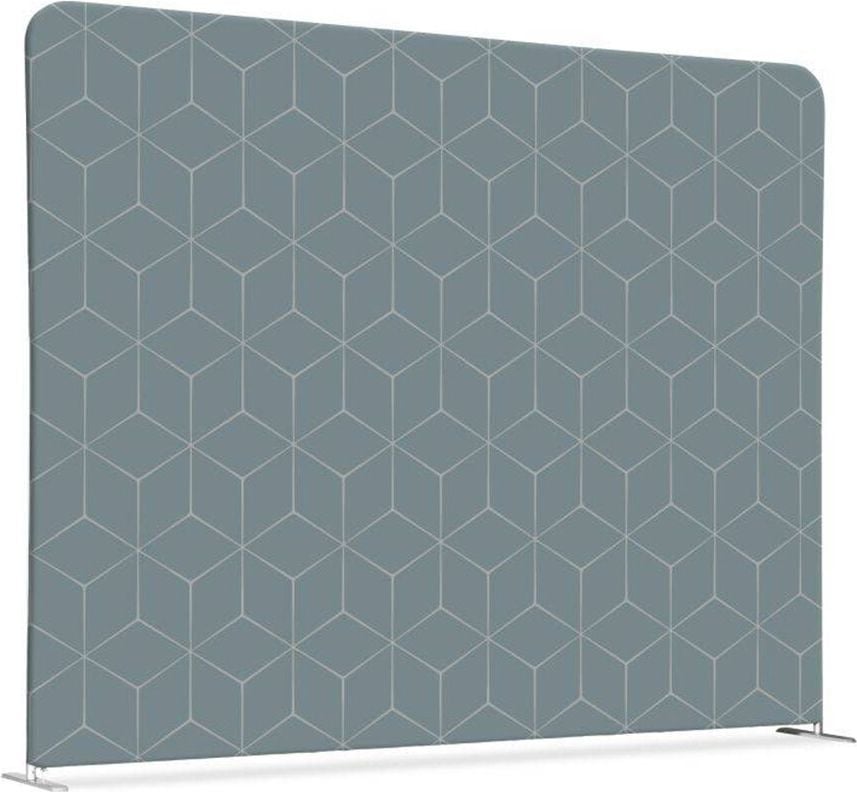 Stellwand Showdown Displays Raumteiler 150-150 Hexagon, 150x150cm, Zipper-Wall Straight Basic mit beidseitigem Textildruckdesign, 100% Polyester, B1 feuerfest, Standfüße, petrol