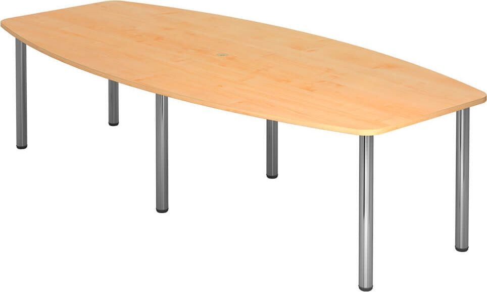 Konferenztische Hammerbacher KT28C, 280x130/78cm (BxT), 72-74cm Höhe, 6-Fuß chrom, ahorn