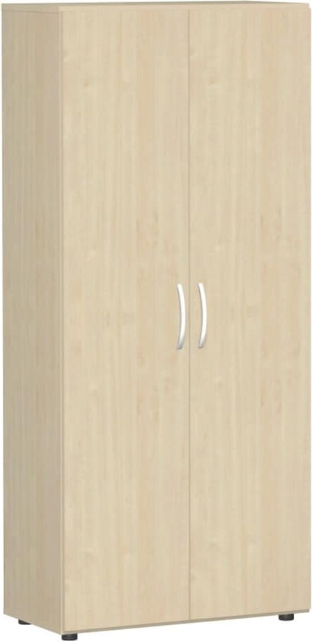 Aktenschrank Geramöbel Flex S-385100, 80x180,8x42cm (BxHxT), 2 Flügeltüren, 4
Fachböden, 5 Ordnerhöhen, Bogengriff,
abschließbar, ahorn