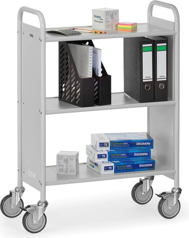 Transportwagen fetra Bürowagen 4870, 72x35cm Ladefläche, 3 Böden, Seitenwände, bis
150kg