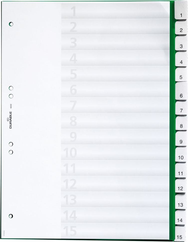 Kunststoffregister Durable A4 blanko, A4 hoch, blanko, 15tlg., PP,
grün
