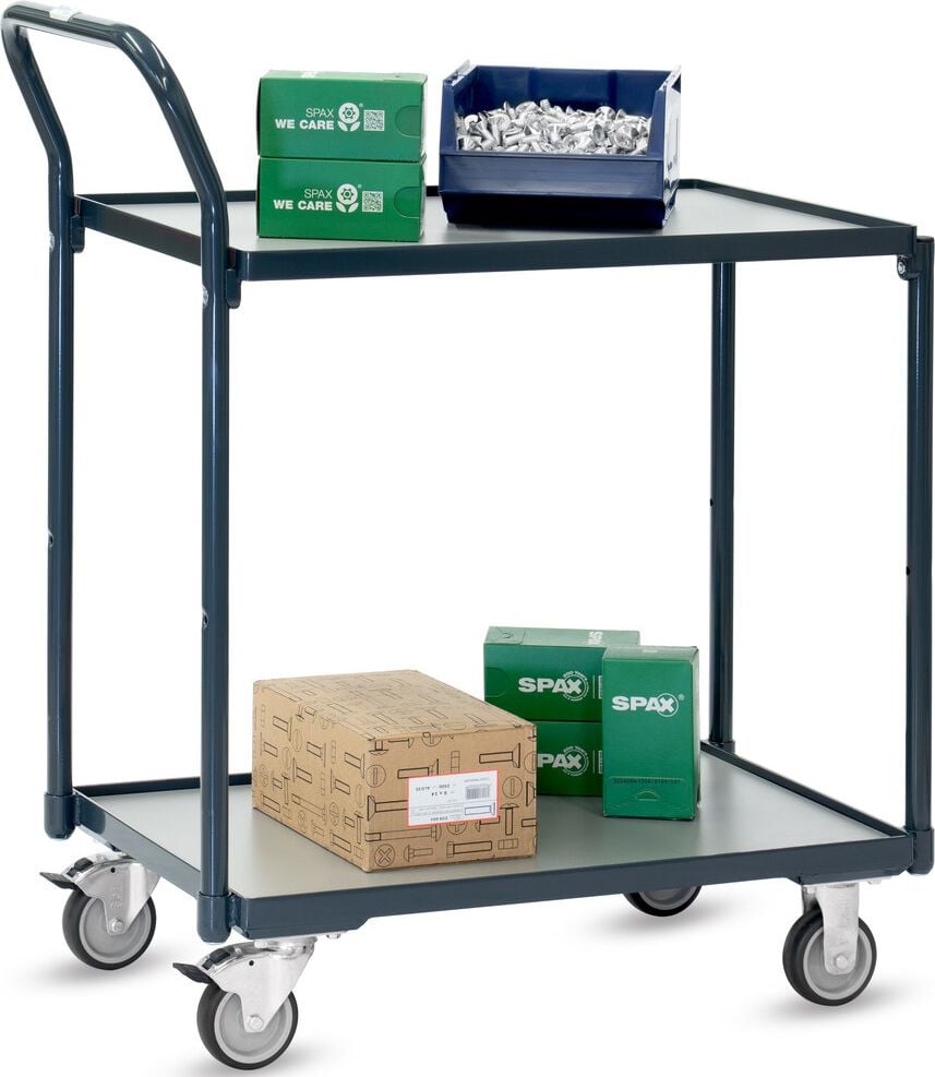Transportwagen Fetra Tischwagen Basic 2240-7016, 74x48cm Ladefläche, 2 Böden, bis 200kg, anthrazitgrau