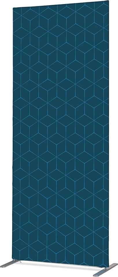Stellwand Showdown Displays Raumteiler 100-200 Hexagon, 100x200cm, Zipper-Banner Slim mit beidseitigem Textildruckdesign, 100% Polyester, B1 feuerfest, Standfüße, petrol