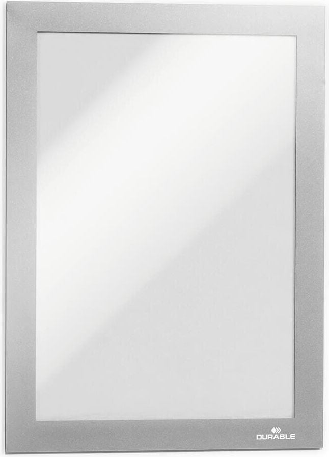 Inforahmen Durable DURAFRAME GROSSVERPACKUNG 4881, A5 hoch/quer, Rückseite selbstklebend, Pack 10 Stück, silber