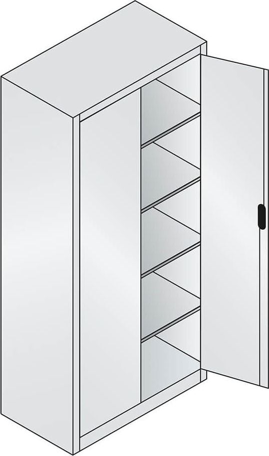 Aktenschrank CP C 2000 Acurado 9280-000, 93x195x50cm (BxHxT), 2 Flügeltüren,
4 Fachböden, 5 Ordnerhöhen, hellgrau