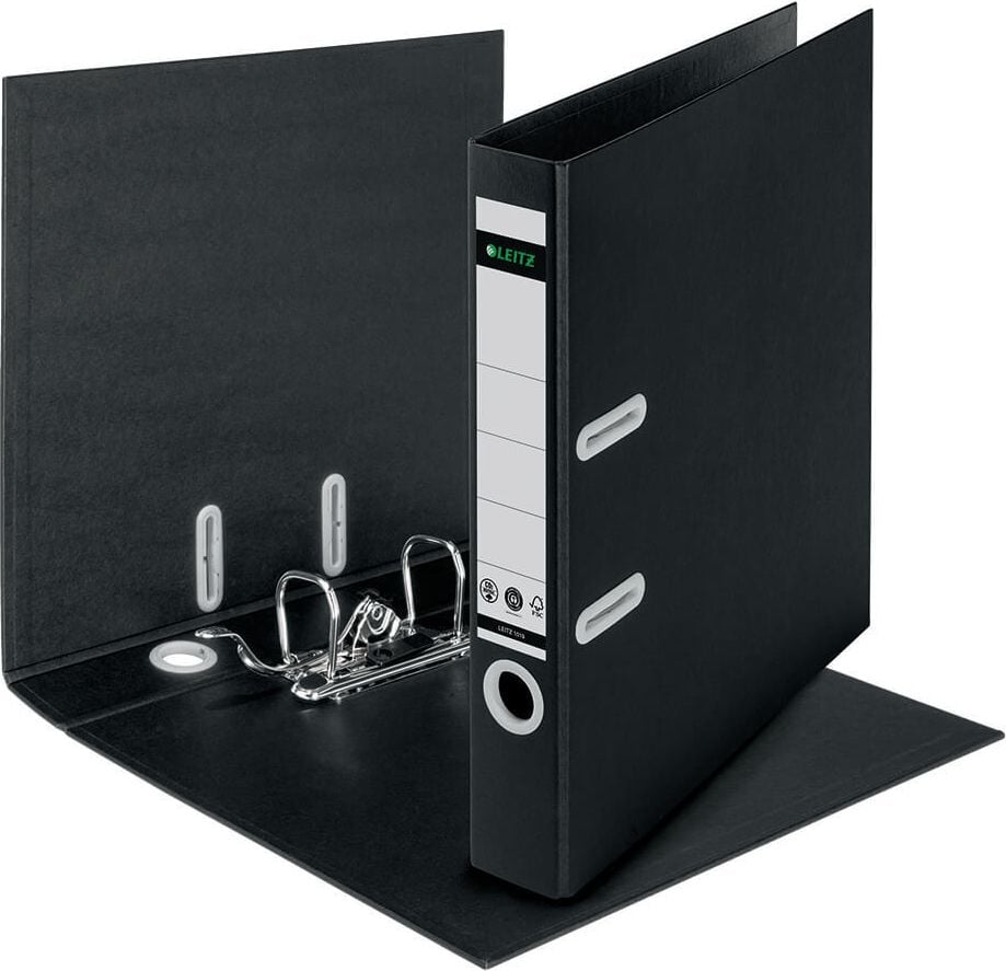 Ordner A4 Leitz Recycle 1019, 50mm, A4, 5 cm Rücken, mit Griffloch, schwarz, Blauer Engel, FSC