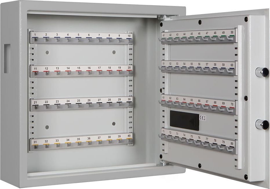 Schlüsselschrank Format SLE 80 001353-00000, für 80 Schlüssel, Einwurfschlitz, Elektronikschloss, Stahlblech, hellgrau, hellgrau