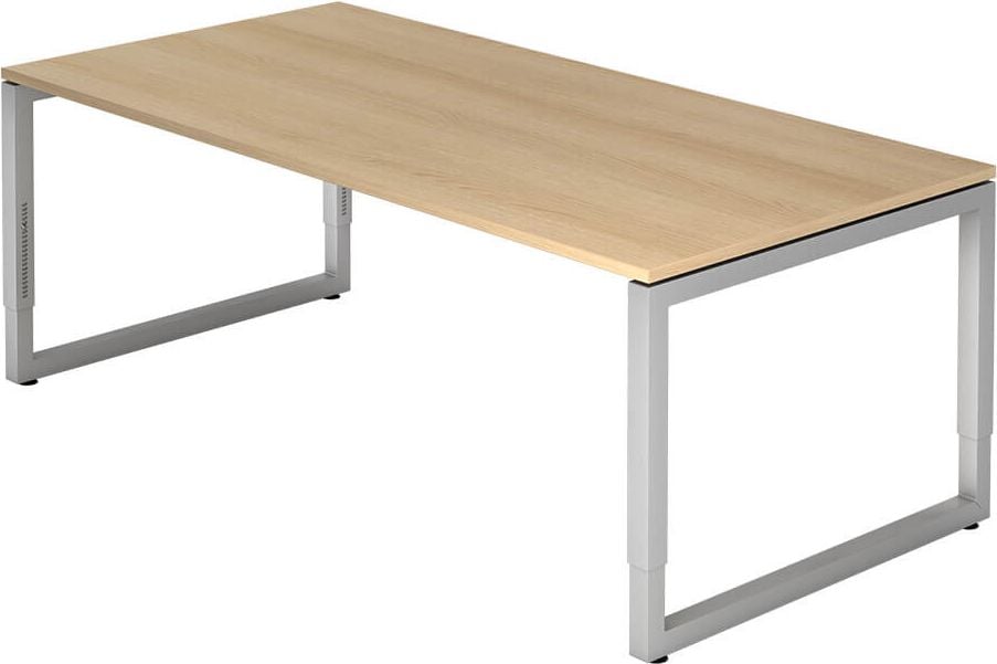 Schreibtisch Hammerbacher RS2E, 200x100cm (BxT), 65-85cm Höhe, rechteckig,
O-Fußgestell eckig, eiche