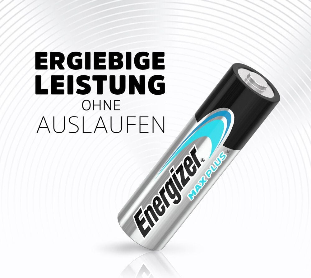 Batterien Energizer Max Plus Mignon (AA), 1,5 V, mit Geräte-Auslaufschutz, bis zu 15
Jahre Leistungserhalt, Pack 4 Stück