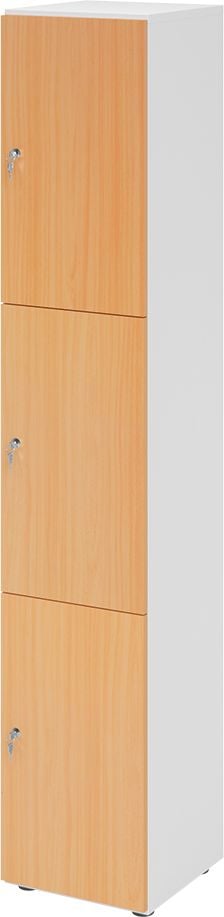Schließfachschrank Hammerbacher V264L3/W DS, 40 x 42 x 215,6 cm (BxTxH), 6 Ordnerhöhen, mit Druckzylinderschloss, 3 Fächer, Korpus: Weiß, buche