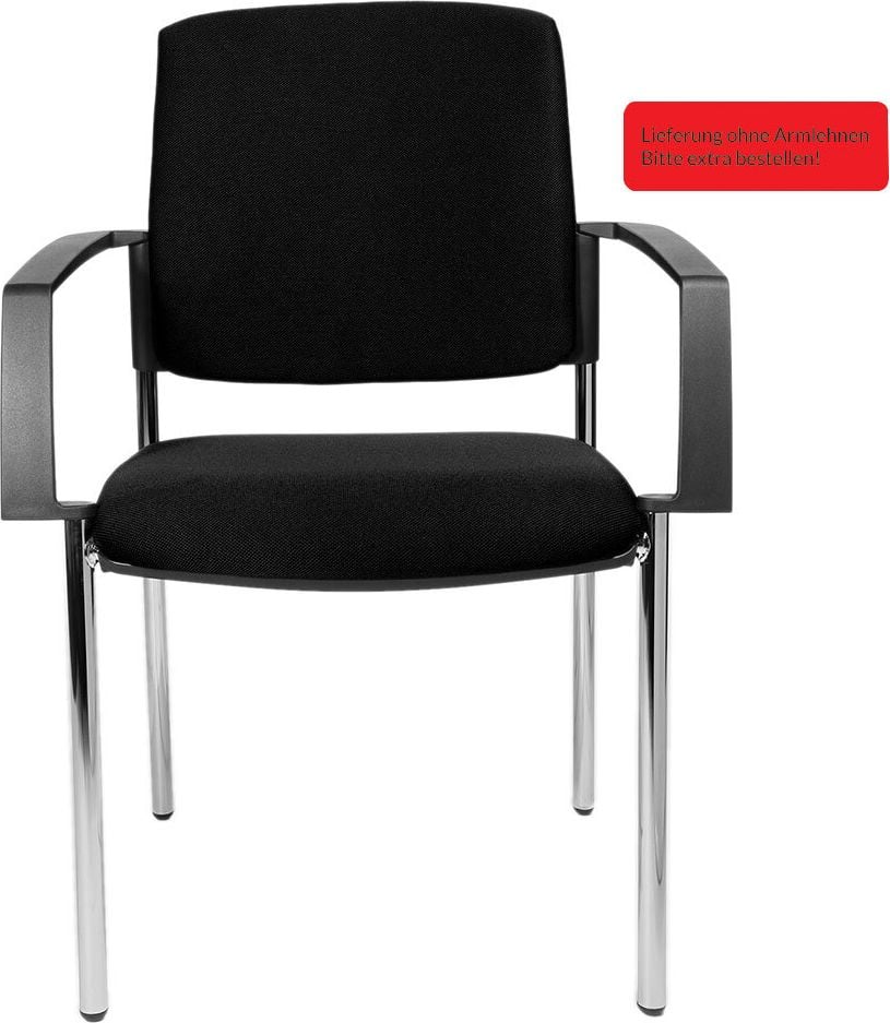 Besucherstuhl TOPSTAR T620 TA6200T20, ohne Armlehnen, Vierfußgestell schwarz,
Sitzfläche und Rückenlehne gepolstert,
schwarz