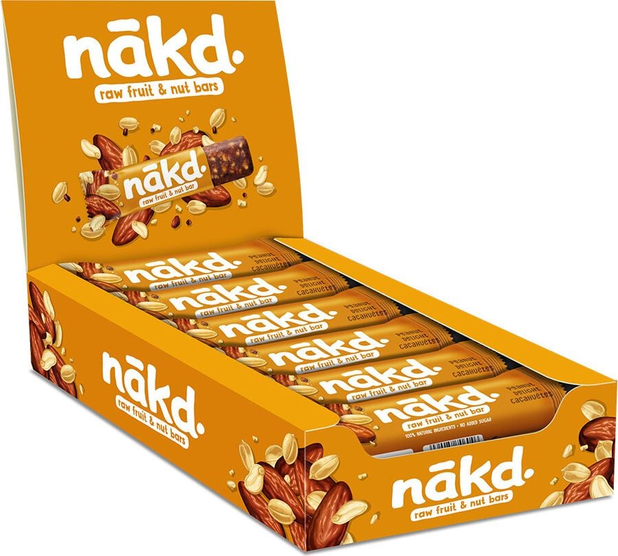 Müsliriegel nakd Raw Fruit & Nut Bar Peanut Delight 71509, Raw Bars, einzeln verpackt, Pack 18 Stück je
35g