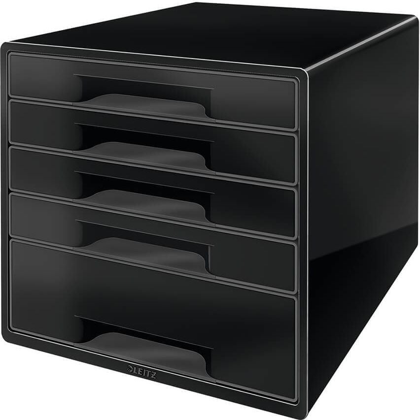 Schubladenbox Leitz CUBE 5253, A4/C4, 5 geschlossene Schubladen, schwarz
