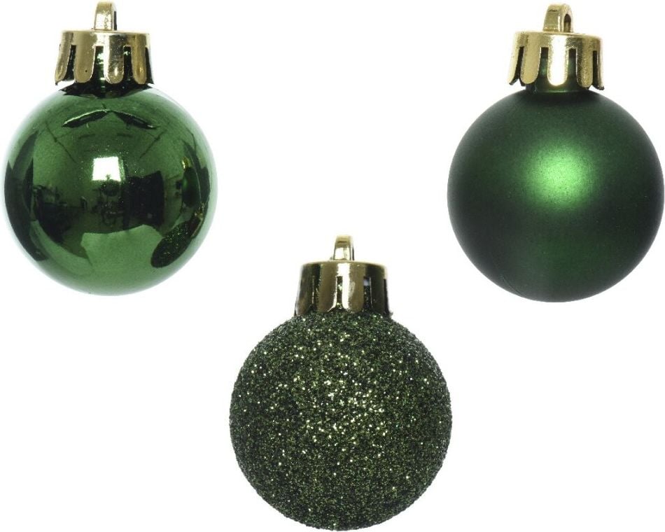 Weihnachtskugeln DECORIS, 3cm Durchmesser, Polystyrol, Pack 14 Stück, dunkelgrün