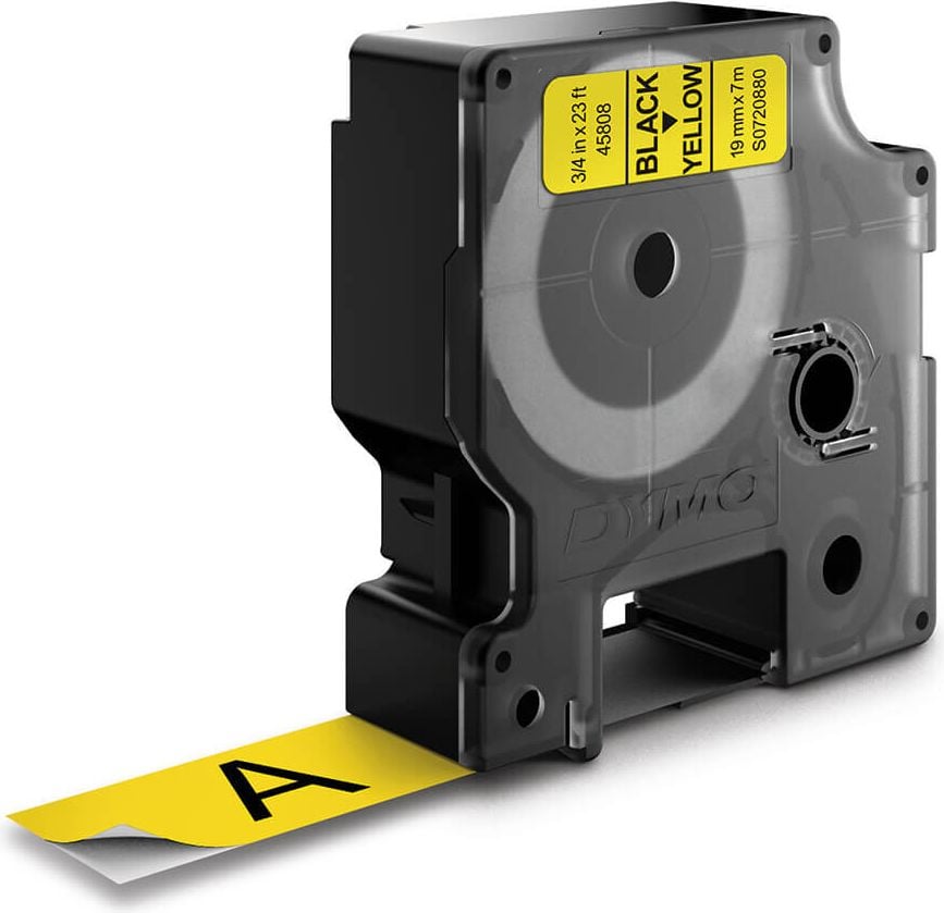 Schriftbänder Dymo D1 45808/S0720880, schwarz auf gelb, 19mm/7m