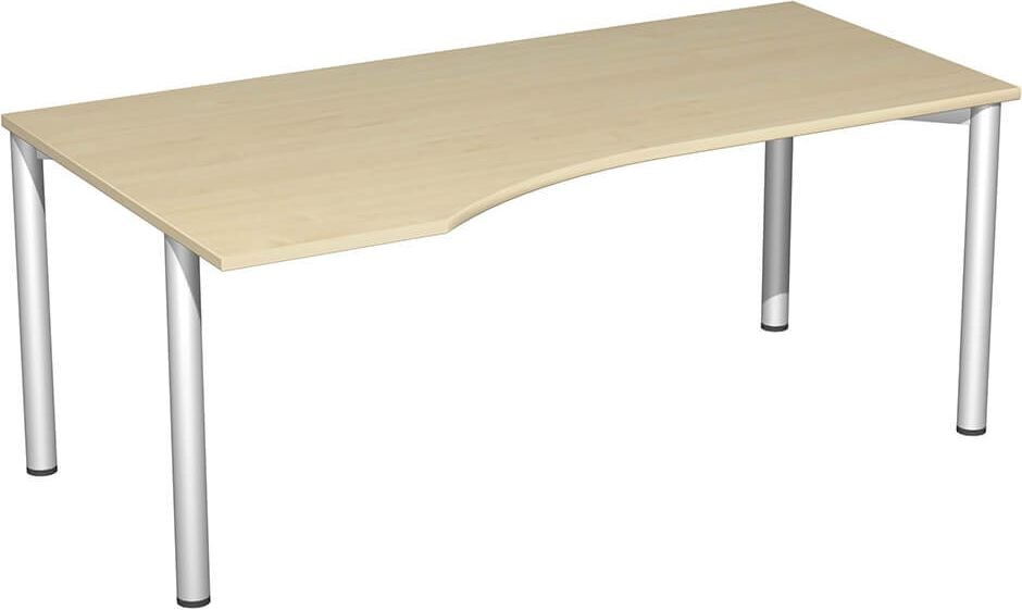 Schreibtisch Geramöbel 4 Fuß Flex S-550306, 180x72x100cm (BxHxT), Freiform links, 4-Fuß
silber, ahorn