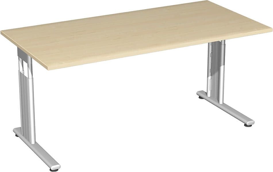 Schreibtisch Geramöbel C Fuß Flex S-617103, 160x80cm (BxT), 68-82cm Höhe, rechteckig,
C-Fuß silber, ahorn