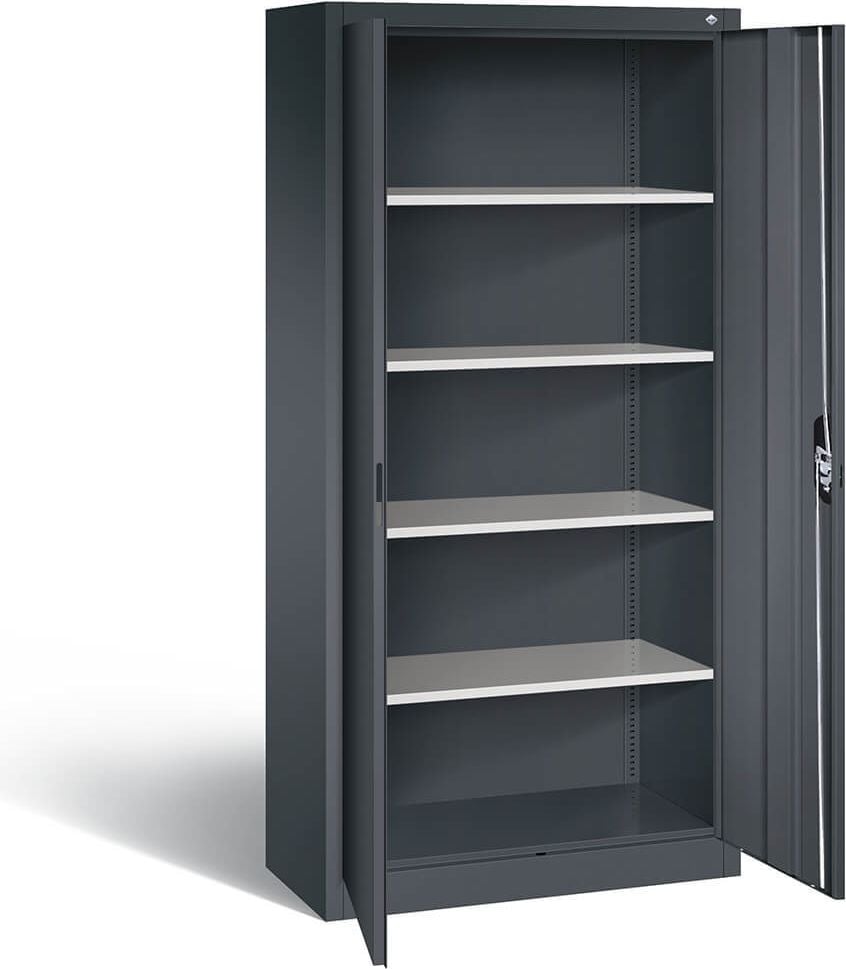 Aktenschrank CP C 2000 Acurado 9260-000, 93x195x40cm (BxHxT), 2 Flügeltüren,
4 Fachböden, 5 Ordnerhöhen, anthrazit