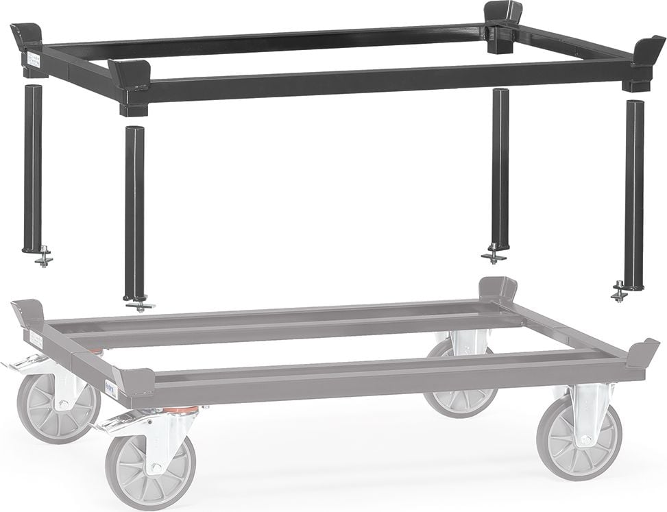 Aufsetzrahmen fetra 22921-7016 GREY EDITION, 121x81cm Nutzfläche, bis 1200kg, einsteckbar in Paletten-Fahrgestell, anthrazitgrau
