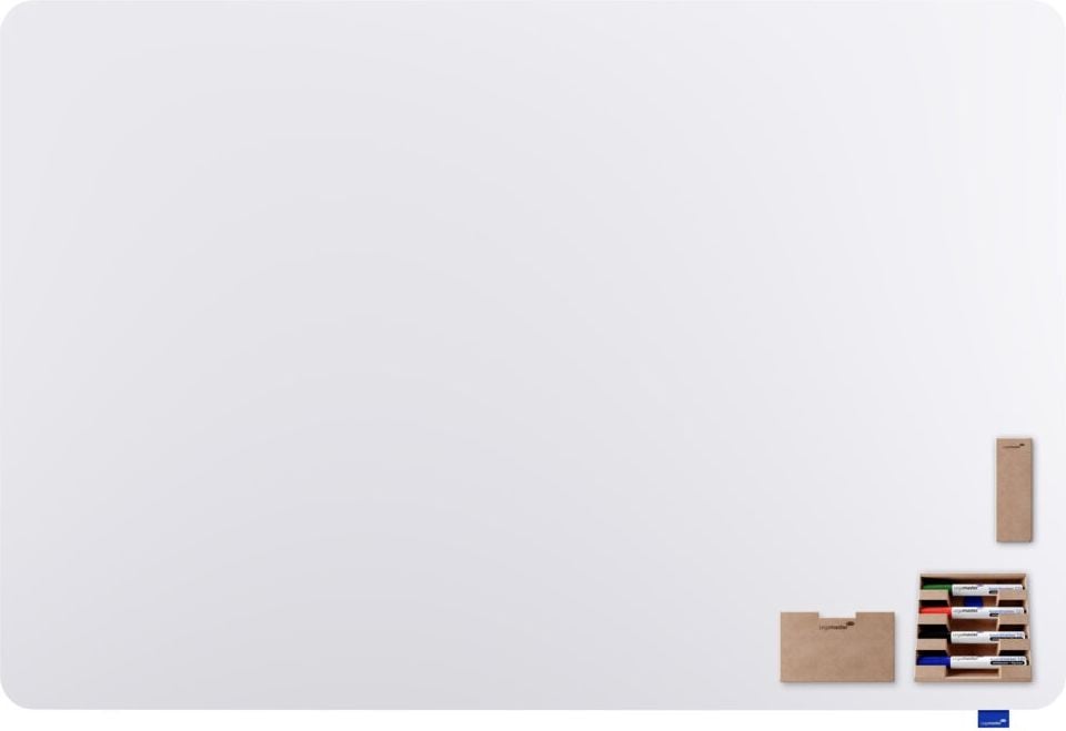 Whiteboard Legamaster ESSENCE 7-107063, 100x150cm, emailliert, trocken abwischbar, rahmenlos, abgerundete Ecken, Wandaufhängung, inkl. Zubehör, FSC, EU Ecolabel
