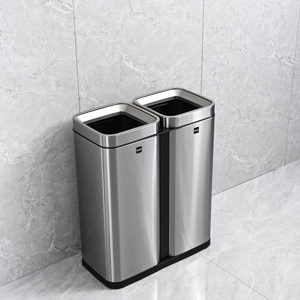 Abfallsammler Helit the twin bin H2404700, 2x30 Liter, Edelstahl