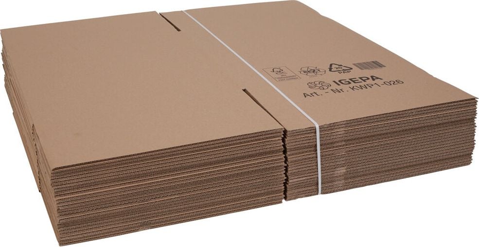 Versandkarton FEFCO 0201 KWP1-026, 350x350x350mm (LxBxH), braun, ohne
Höhenrillung, Pack 25 Stück