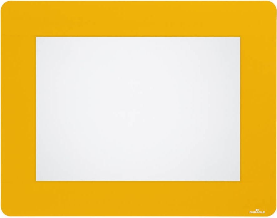 Bodenmarkierungsfenster Durable 180804, 401x314mm (für A4), wiederablösbar, PVC, für
glatte Böden, Rahmenfarbe gelb, Pack 10 Stück