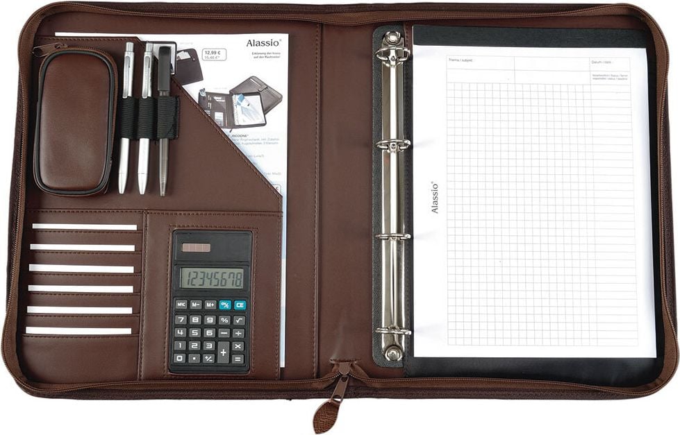 Konferenzmappen Alassio Viterbo, Ringbuchmappe für A4, Kunstleder, braun