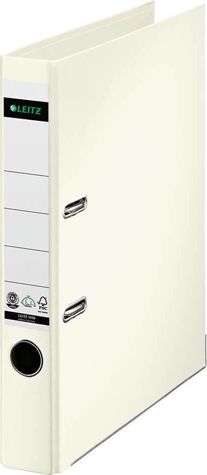 Ordner A4 Leitz Vollpapier 1008, 50mm, Leinenprägung, A4, 5cm Rücken, farbiger Vollpapierüberzug
mit Leinenprägung, weiß