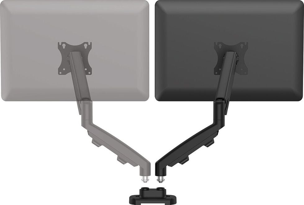 Monitorhalter Fellowes Eppa Doppel Monitorarm Set, Erweiterungsset für Eppa Einzelarm, 1 Arm,
Tragfähigkeit bis zu 8kg pro Arm, höhen- und
tiefenverstellbar, Doppel-Klemmhalterung, silber