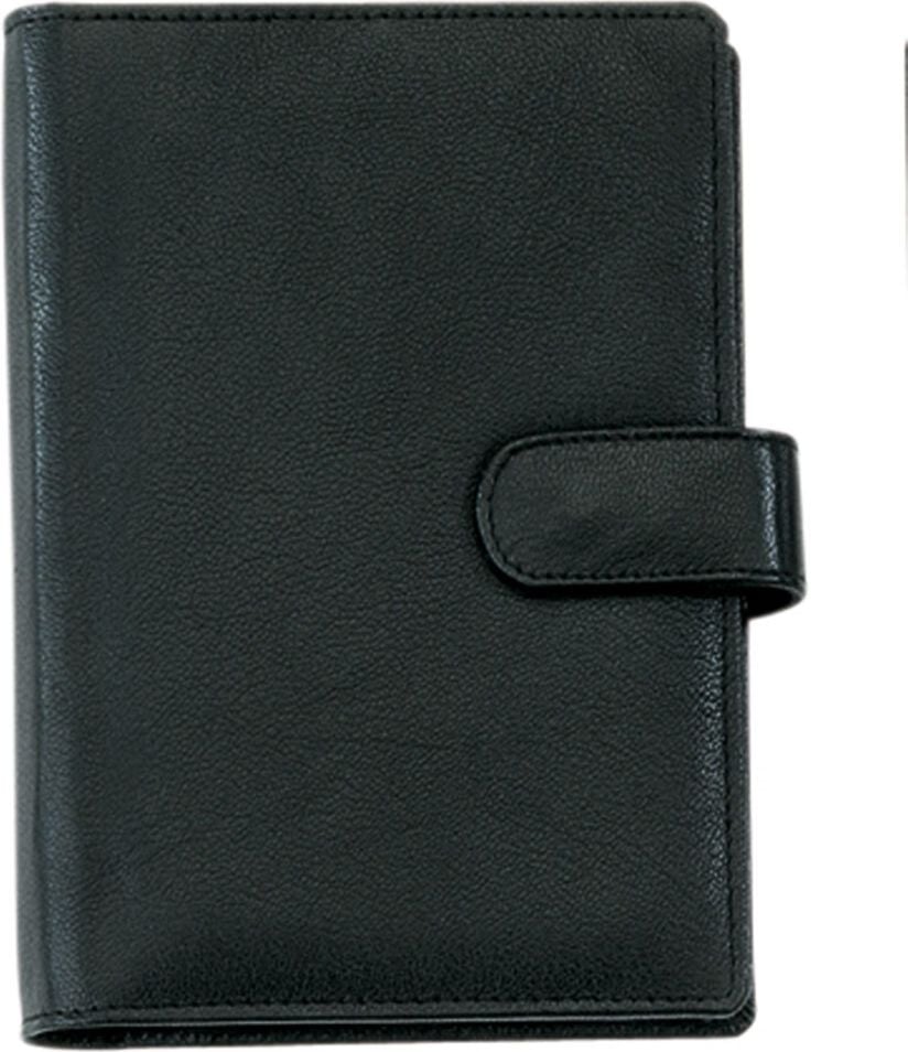 Terminplaner bind Systemplaner Manager A6 T1-1, Nappaleder, Druckknopfverschluss, schwarz