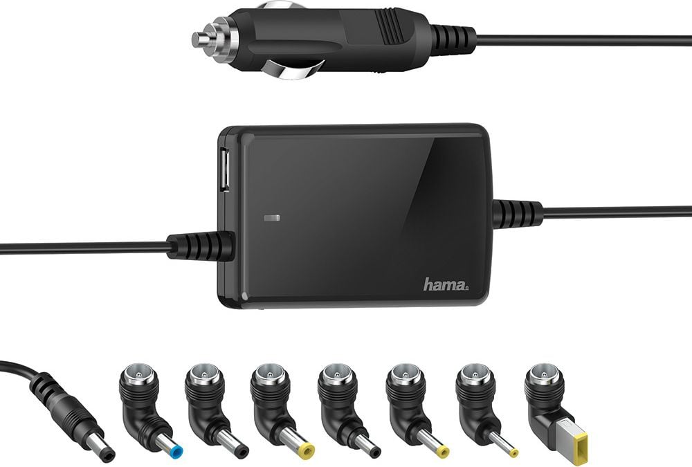 Netzteil Hama Universal-Kfz-Notebook Slim & Light 00200008, 8 Notebookstecker, KFZ-Stromstecker, 70
Watt, schwarz
