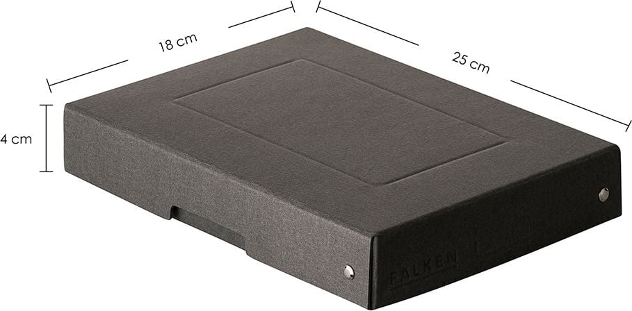 Aufbewahrungsboxen Falken PureBox 22001712, 1,8 Liter, für DIN A5, Außenmaße: 250x180x40mm (BxTxH), Deckel, schwarz, schwarz