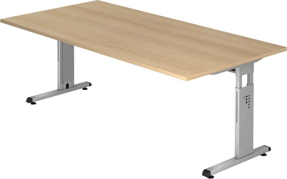 Schreibtisch Hammerbacher OS2E, 200x100cm (BxT), 65-85cm Höhe, rechteckig,
C-Fuß, eiche