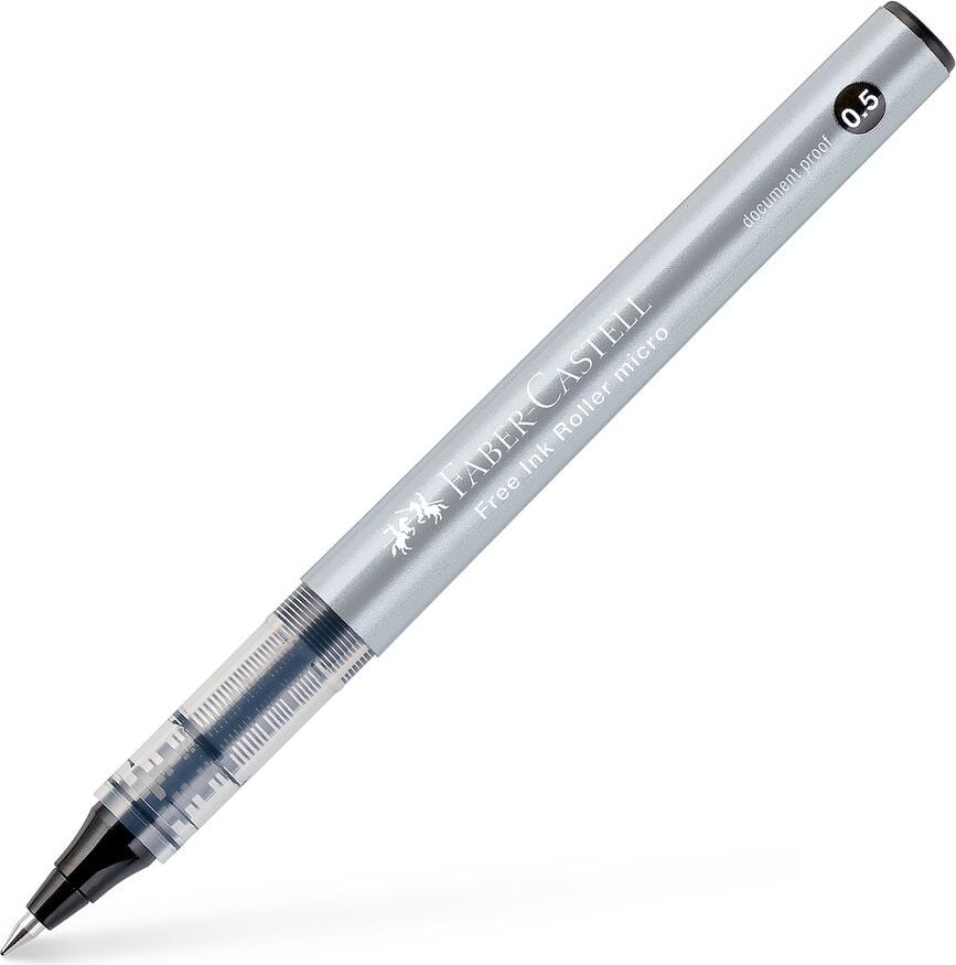 Tintenroller Faber-Castell Free Ink Roller Micro 3485, ca. 0,5mm, Kappe mit Clip, Spitzenfarbe=Schreibfarbe, schwarz