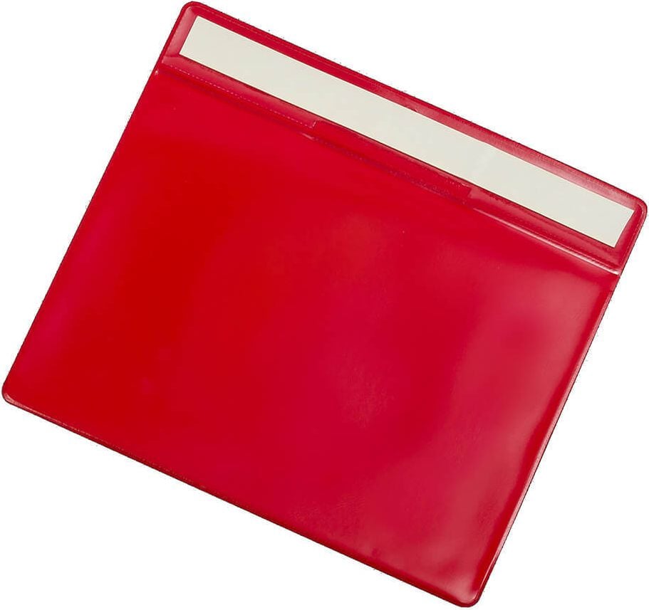 Kennzeichnungstaschen tarifold Kennzeichnungshülle 16824, A5 quer, selbstklebend, PVC, Pack 10 Stück, rot