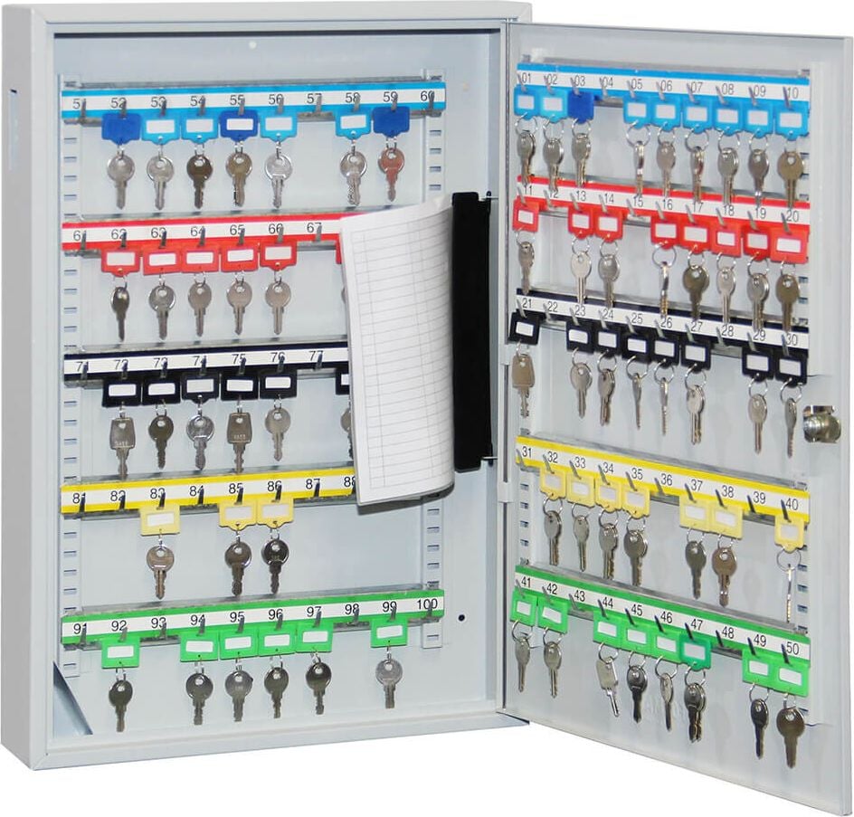 Schlüsselschrank Format S 42 009002-00000, für 42 Schlüssel, Zylinderschloss,
Stahlblech, hellgrau, hellgrau
