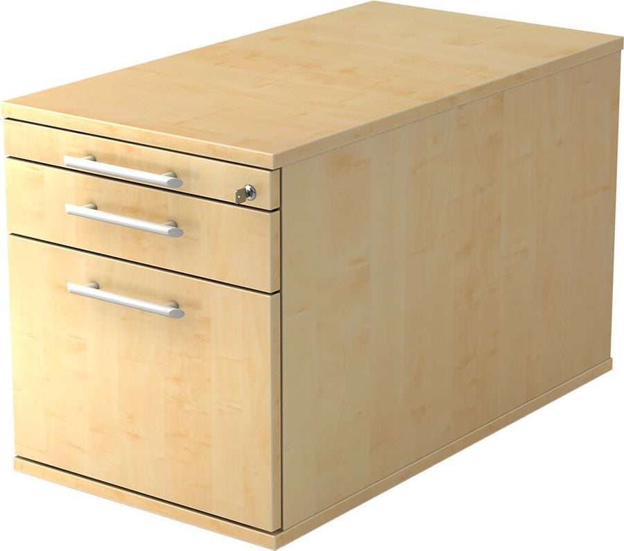 Rollcontainer Hammerbacher Solid TC20 RE, 42,8x80x51,2cm (BxTxH), 2 Schübe, Relinggriff, ahorn