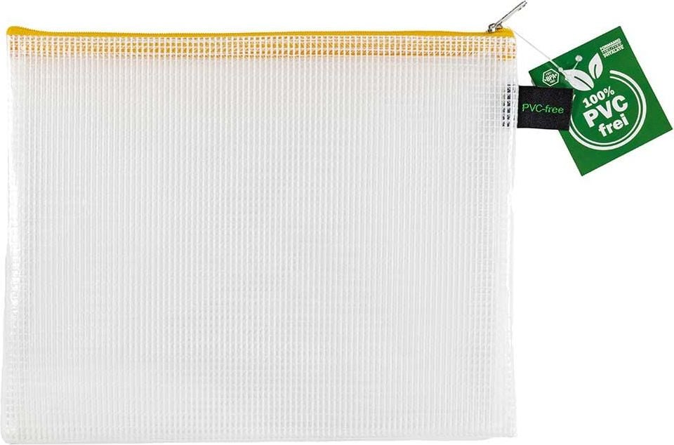 Kleinkrambeutel Foldersys A5 40604-60, Reißverschluss gelb, EVA, transparent, Pack 10 Stück
