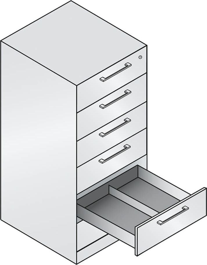 Karteischrank CP C 3000 Asisto 146224-622, 56,2x129,8x60cm (BxHxT), 6 Schübe, 2-bahnig,
für DIN A5 quer, Bügelgriffe, hellgrau