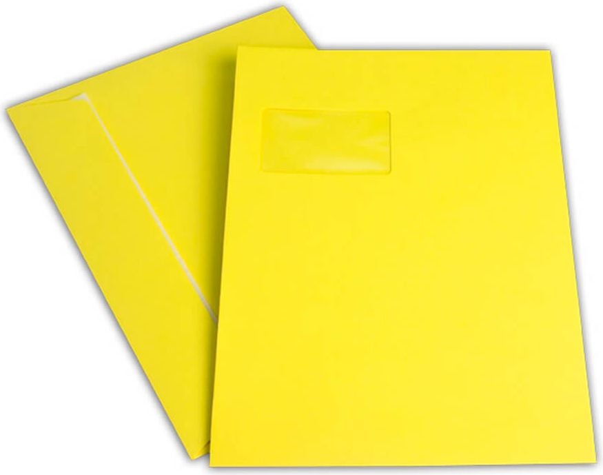 Versandtaschen C4 Elco Office Color, 229x324mm, Fenster, farbig, Haftklebung, Pack
250 Stück, kanariengelb