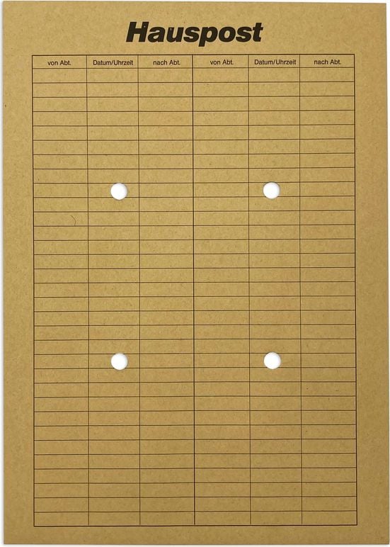 Hauspostversandtaschen C4, 229x324mm, braun 110 g/m², ungummiert, Pack
50 Stück