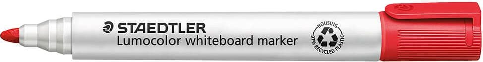 Boardmarker Staedtler Lumocolor whiteboard marker 351 WP4, ca. 2mm, Rundspitze, Gehäuse aus 97% recyceltem Plastik, Etui mit 4 Farben