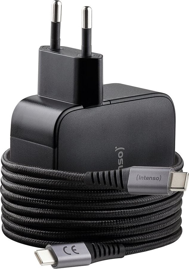 Ladegerät Intenso Power Adapter Set GaN 100 W W100ACC+C520C, 2x USB-C Ausgänge, 1x USB-A Ausgang, 100
Watt, schwarz