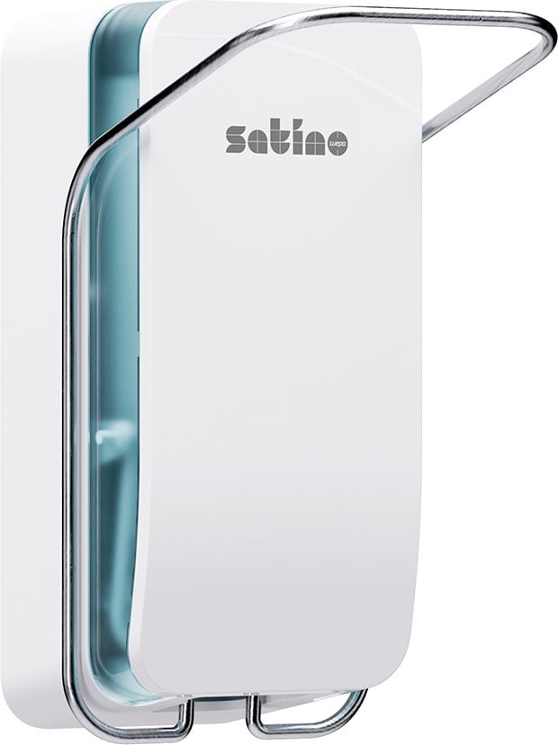 Seifenspender Satino by WEPA Hyginity Clean&Care 1.000, Spendersystem SF1, Füllkapazität: 1.000ml, recycelter Kunststoff, manuelle Anwendung, abschließbar, OHNE SEIFE, weiß