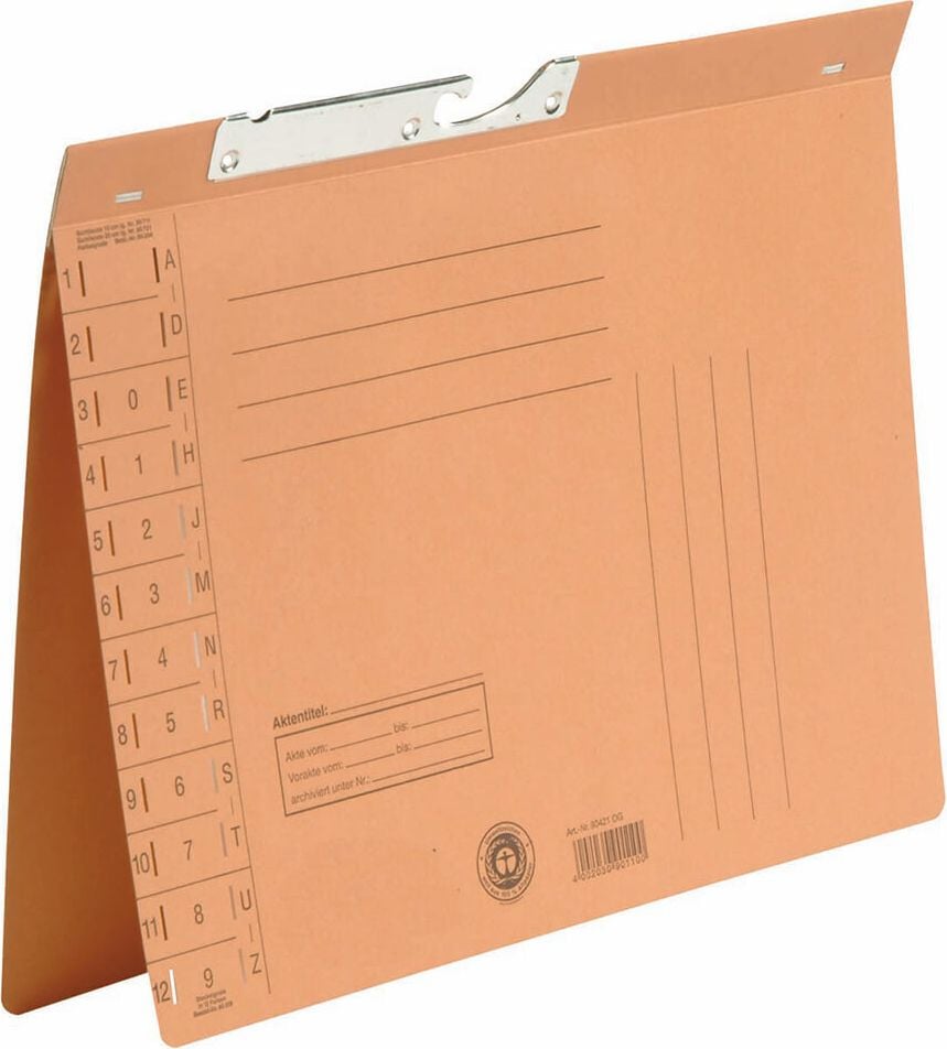 Pendelhefter Elba, kaufm. Heftung, Schlitzstanzung, Manilakarton 250 g/m², orange