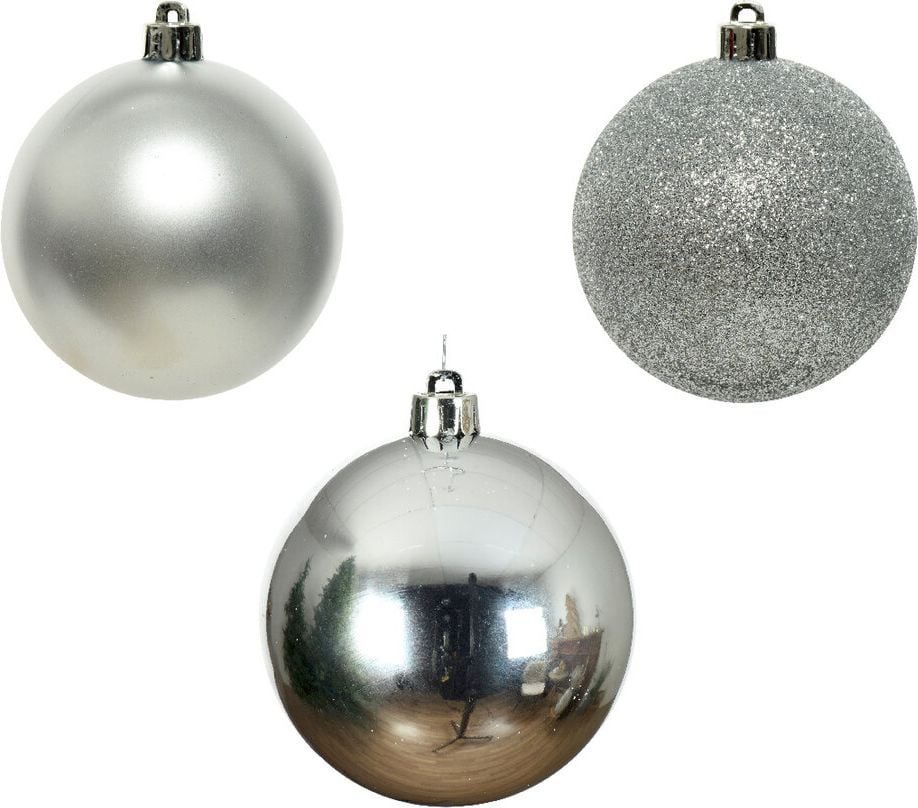Weihnachtskugeln DECORIS, 6cm Durchmesser, Polystyrol, Pack 10 Stück, silber