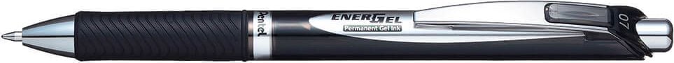 Gelschreiber Pentel EnerGel Document BLP77, 0,35mm, nachfüllbar, Druckmechanik, Gehäusefarbe schwarz/silber, 54% Recycling-Anteil, schwarz